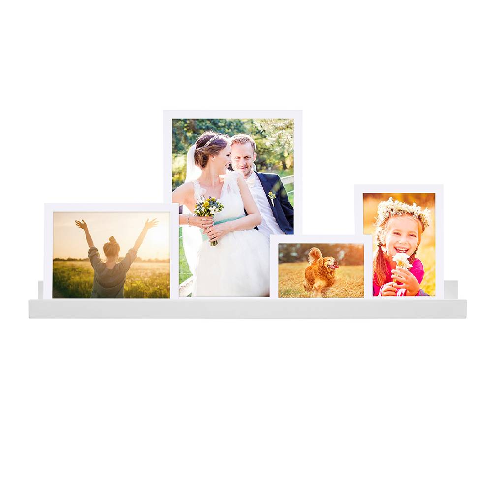 Photolini 4er Set MDF-Bilderrahmen Modern Weiß mit Bilderleiste Online