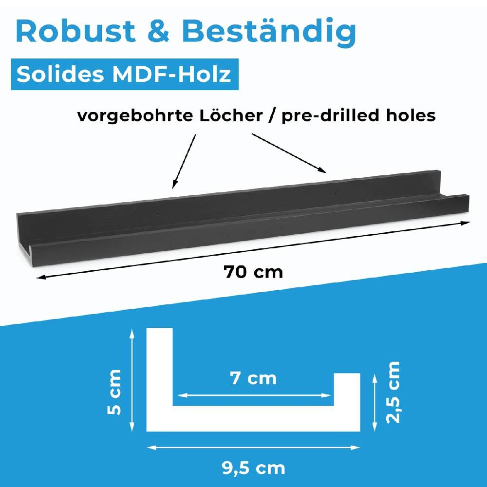 Photolini Bilderleiste Schwarz 70 cm Angebote