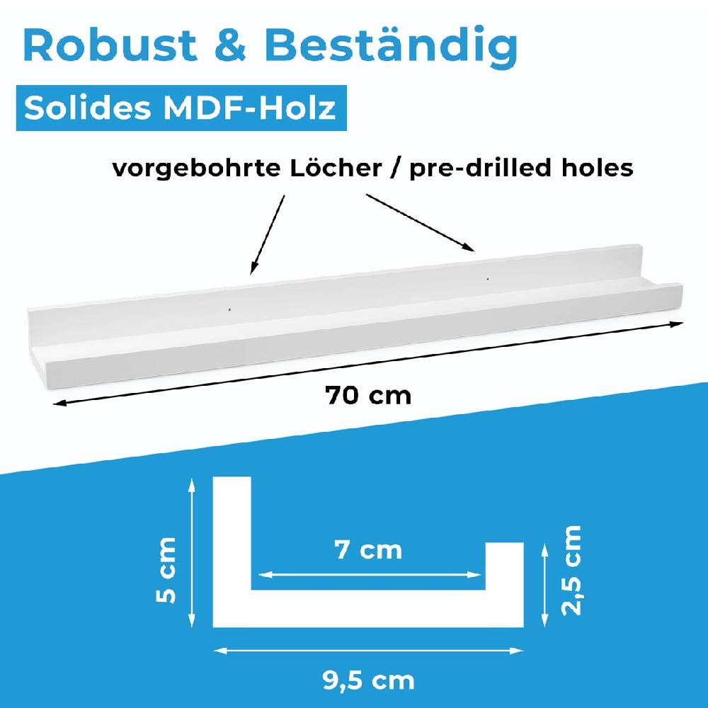 Photolini Bilderleiste Weiß 70 cm im Angebot
