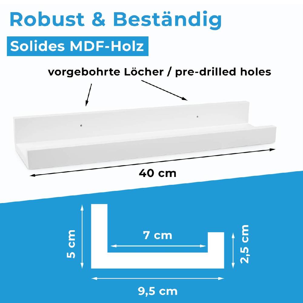 Photolini Bilderleiste Weiß 40 cm Meist gekauft