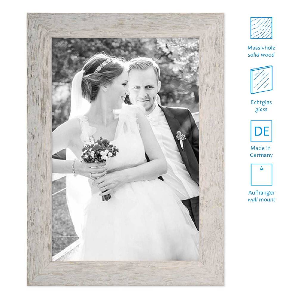 Photolini 5er Bilderrahmen-Set 20x20 cm Strandhaus Grau Rustikal Massivholz Günstig kaufen
