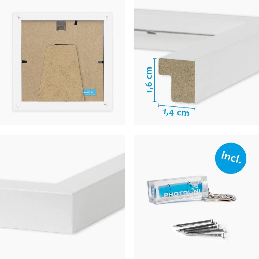 Photolini 3er Bilderrahmen-Set 15x15 cm Modern Weiß aus MDF mit Acrylglas Black Friday