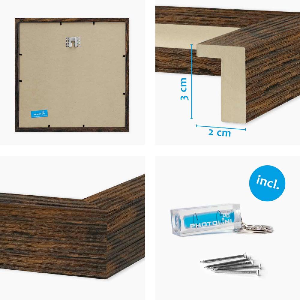 Photolini 2er Set 3D-Bilderrahmen 30x30 cm mit Passepartout, Eiche Dunkel Cyber Monday