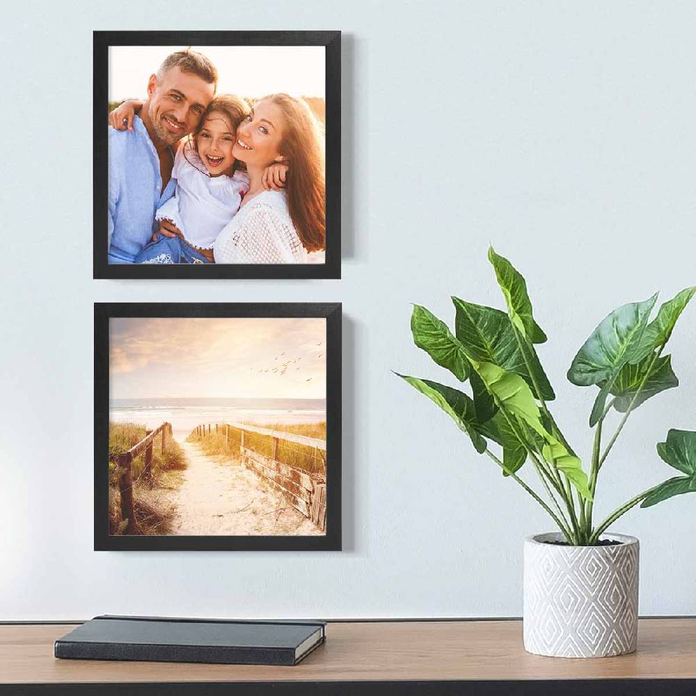 Photolini Holzrahmen Schwarz 2er Set 20x20 cm mit Acrylglas Osterangebot