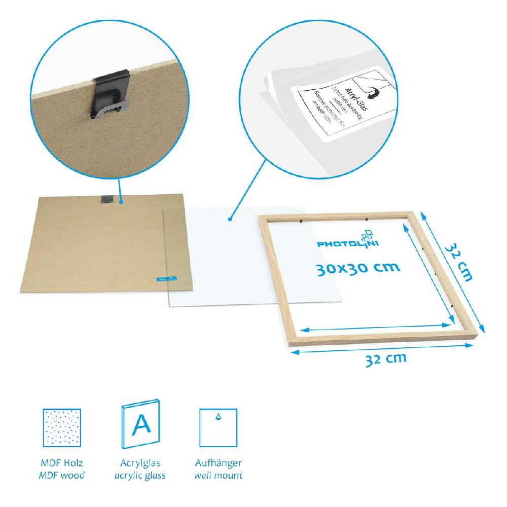Photolini 9er Set Poster-Bilderrahmen 30x30 cm Modern Natur MDF mit Passepartout Valentinstagsangebot
