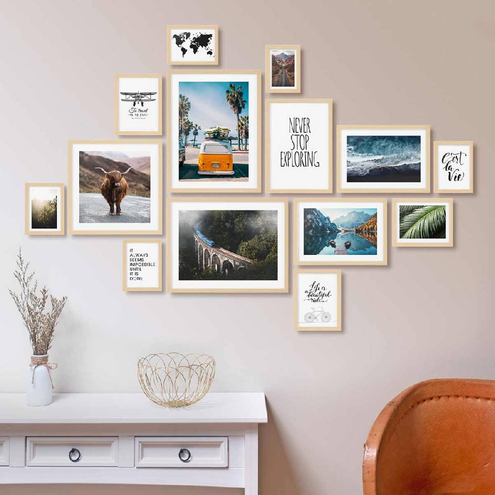 Photolini 14er Bilderrahmen-Set Modern Natur aus MDF Heißer Verkauf