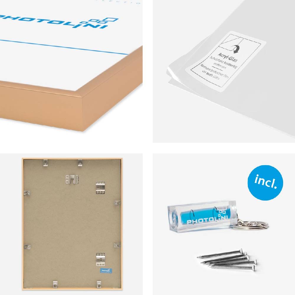 Photolini 14er Set Alu-Bilderrahmen Modern Gold Aluminium-Rahmen Online Outlet