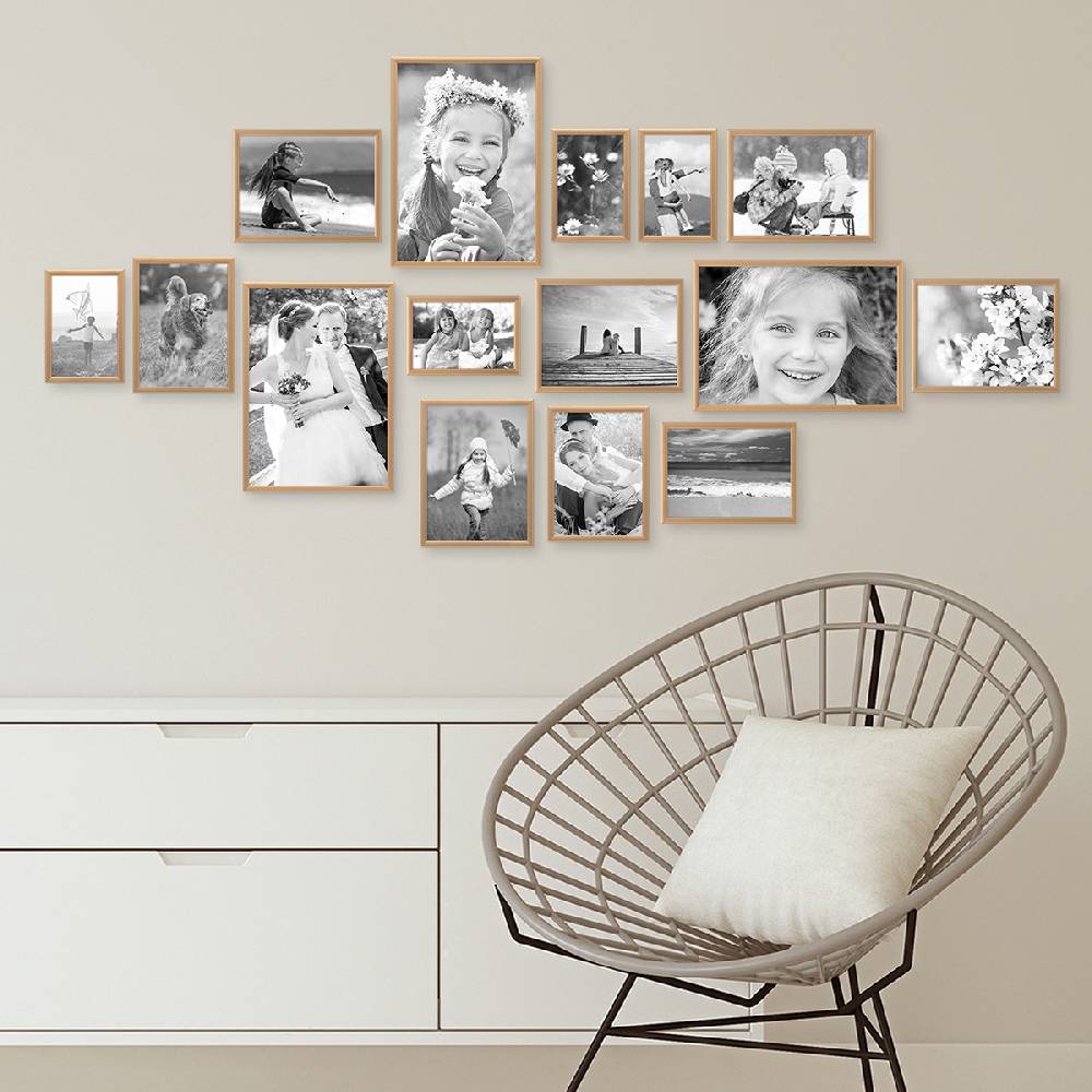 Photolini 15er Set Alu-Bilderrahmen Modern Gold Aluminium-Rahmen Saisonale Angebote