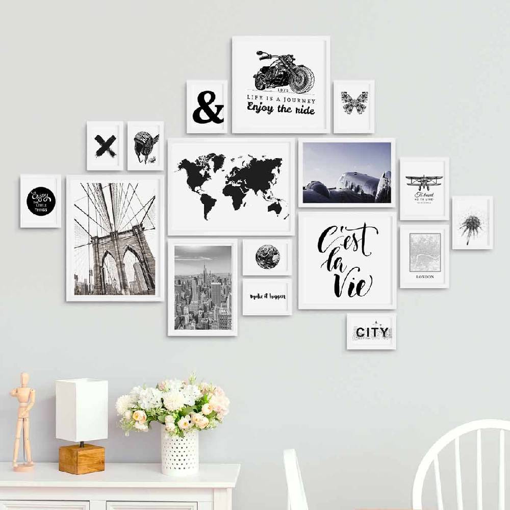 Photolini 17er Bilderrahmen-Set Modern Weiß aus MDF VIP-Rabatte