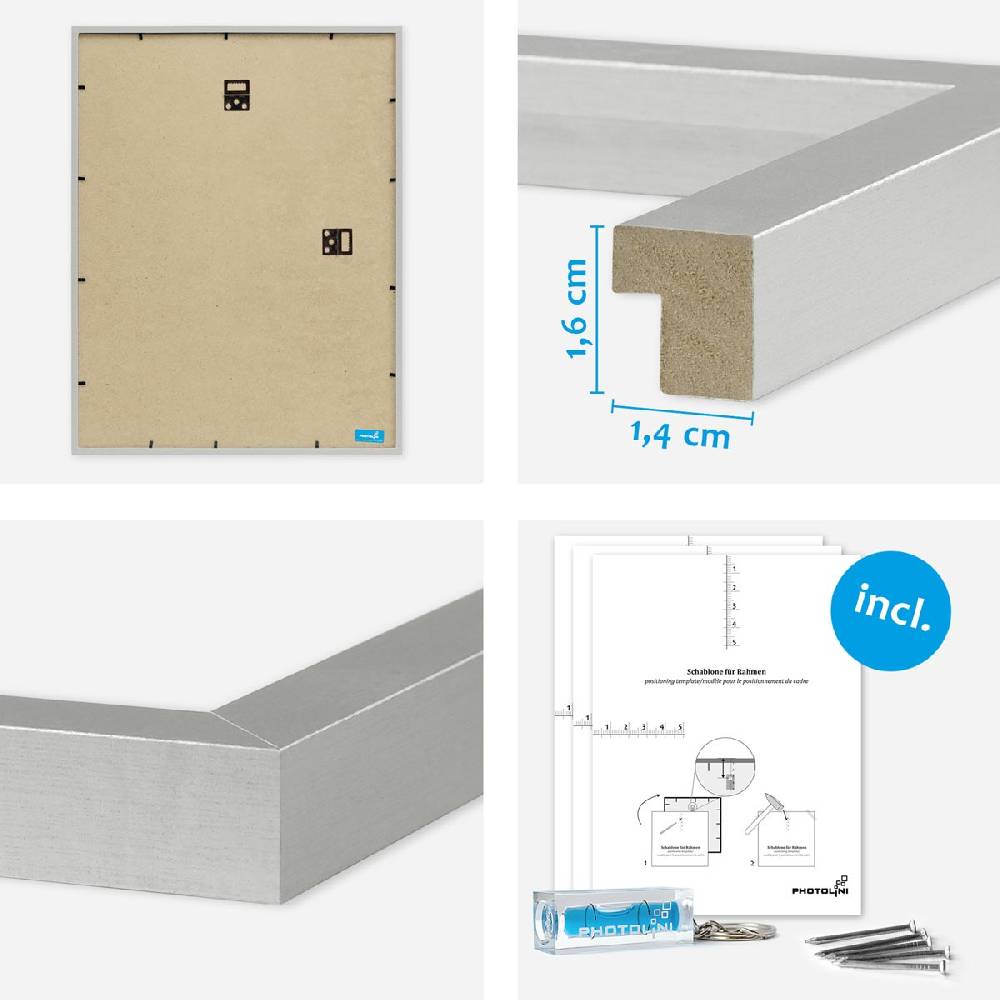 Photolini 17er Bilderrahmen-Set Modern Silber aus MDF Tiefpreis