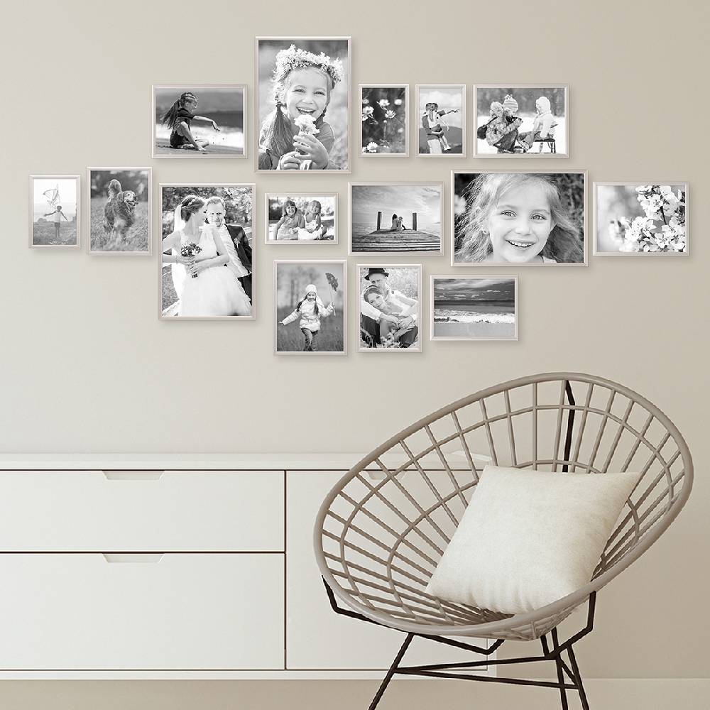 Photolini 15er Set Alu-Bilderrahmen Modern Silber Aluminium-Rahmen Kostenlose Rückgabe