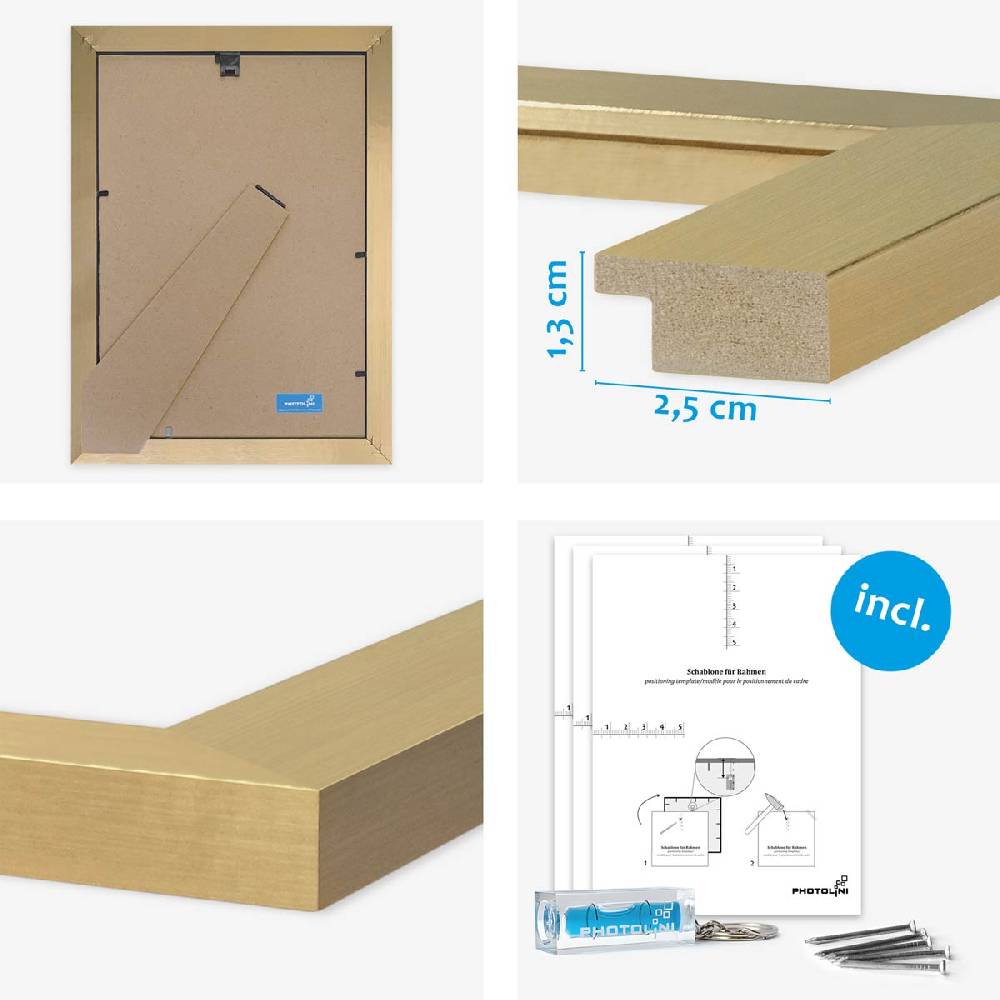 Photolini 15er Bilderrahmen-Set Natur breit modern MDF-Holz mit Acrylglas Begrenzte Freigabe