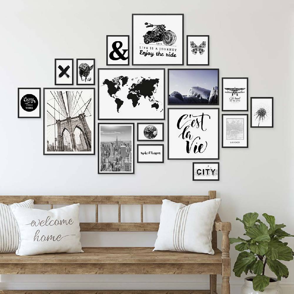 Photolini 17er Set Alu-Bilderrahmen Modern Schwarz Aluminium-Rahmen JETZT KAUFEN