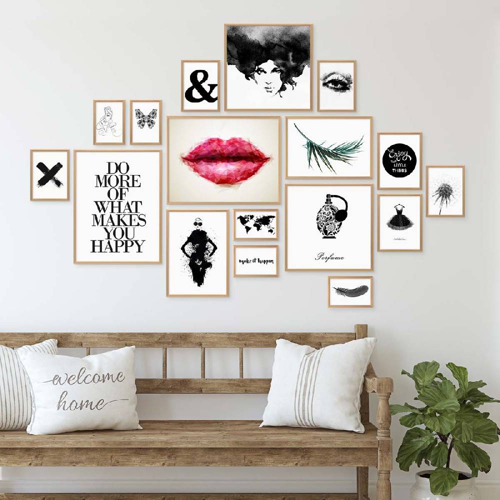 Photolini 17er Set Alu-Bilderrahmen Modern Gold Aluminium-Rahmen Neueste Stile