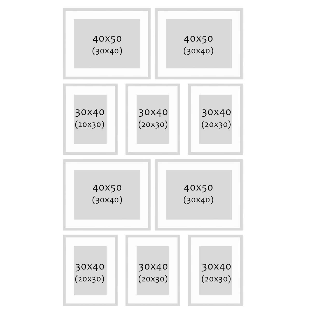 Photolini 10er Set Poster-Bilderrahmen 30x40 cm und 40x50 cm Modern Natur MDF mit Passepartout Bis zu 65% Rabatt