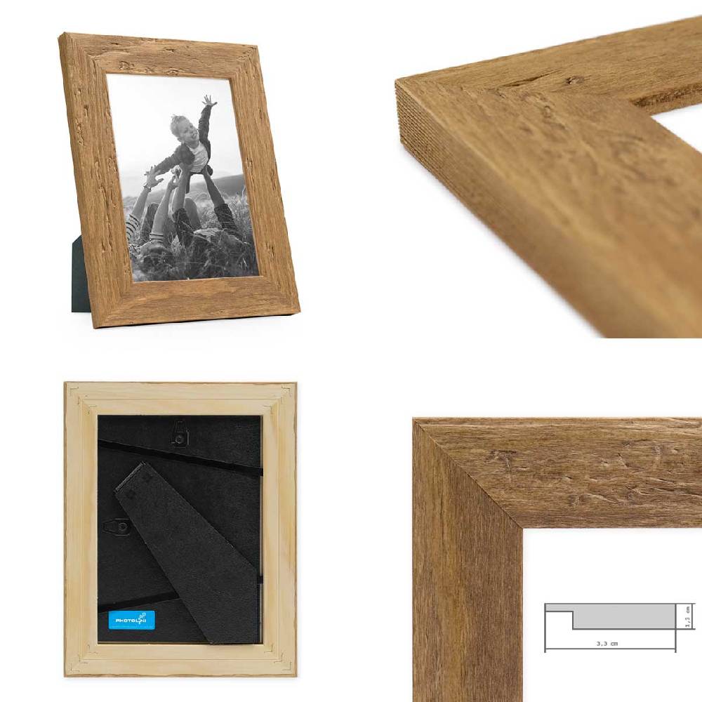 Photolini 9er Bilderrahmen-Set Strandhaus Rustikal Eiche-Optik Sonderangebot der Fabrik