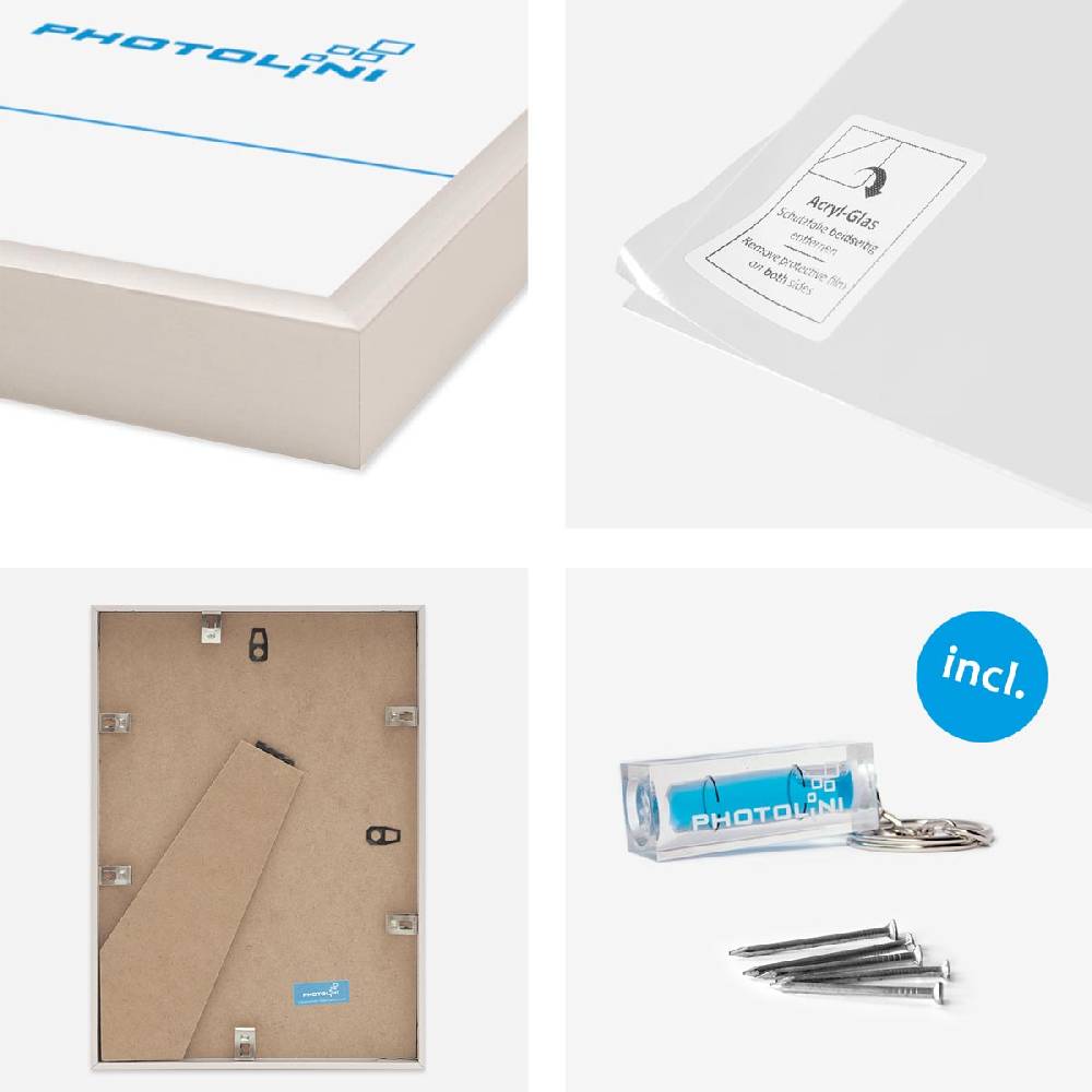 Photolini 8er Set Alu-Bilderrahmen Modern Silber Aluminium-Rahmen mit Acrylglas Super Rabatt