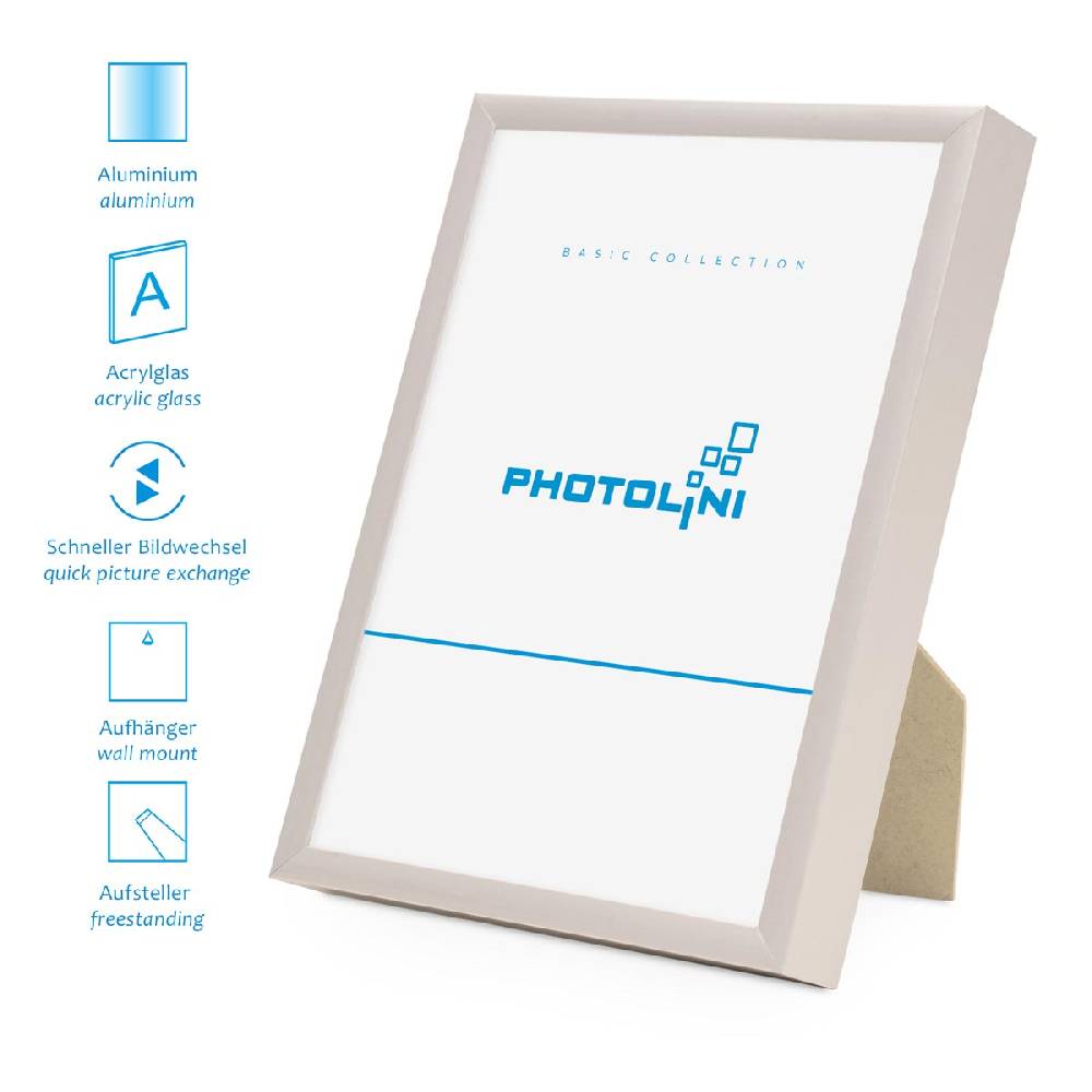 Photolini 8er Set Alu-Bilderrahmen Modern Silber Aluminium-Rahmen mit Acrylglas Super Rabatt