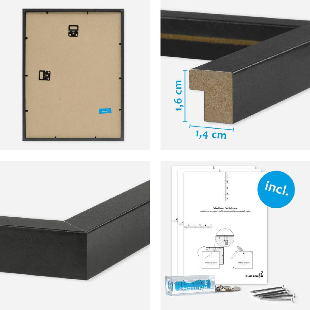 Photolini 9er Bilderrahmen-Set Modern Schwarz aus MDF 50% Rabatt mit kostenlosem Versand
