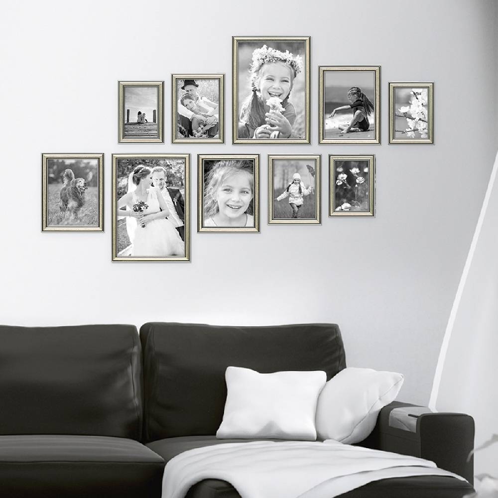 Photolini 10er Bilderrahmen-Set Silber Barock Antik aus Kunststoff Online