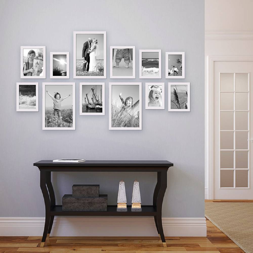 Photolini 12er Set Landhaus-Bilderrahmen Weiß Massivholz Outlet