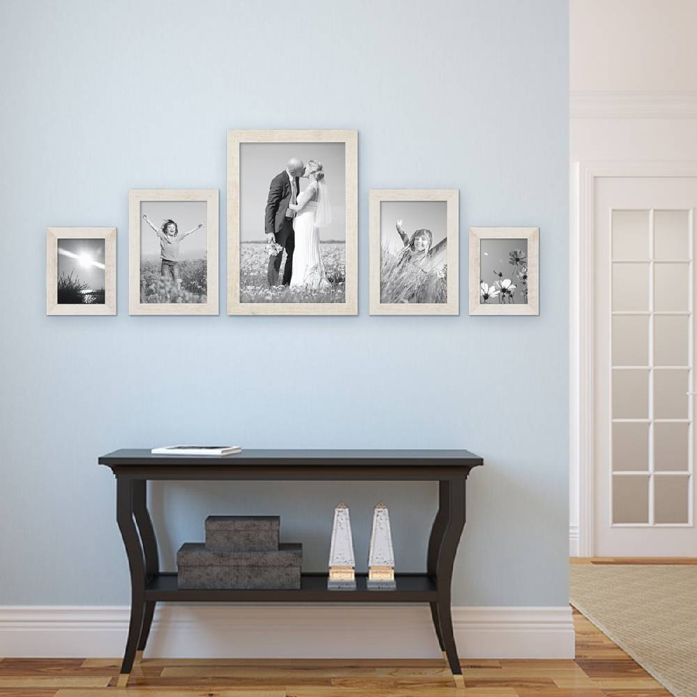 Photolini 5er Bilderrahmen-Set No.3 Strandhaus Weiß Massivholz 15x20 bis 30x45 cm Günstiger Verkauf