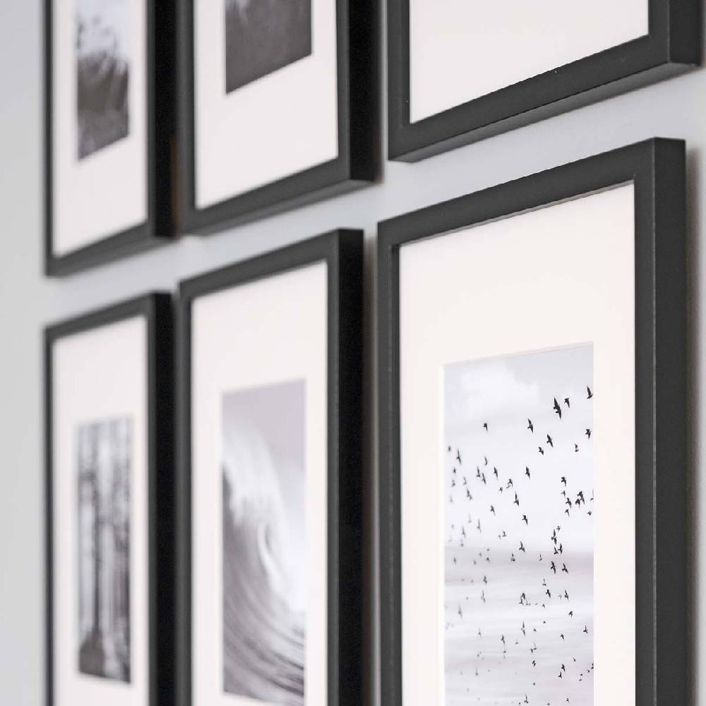 Photolini 6er Set Poster-Bilderrahmen 21x30 cm / DIN A4 Modern Schwarz MDF mit Passepartout Günstig kaufen