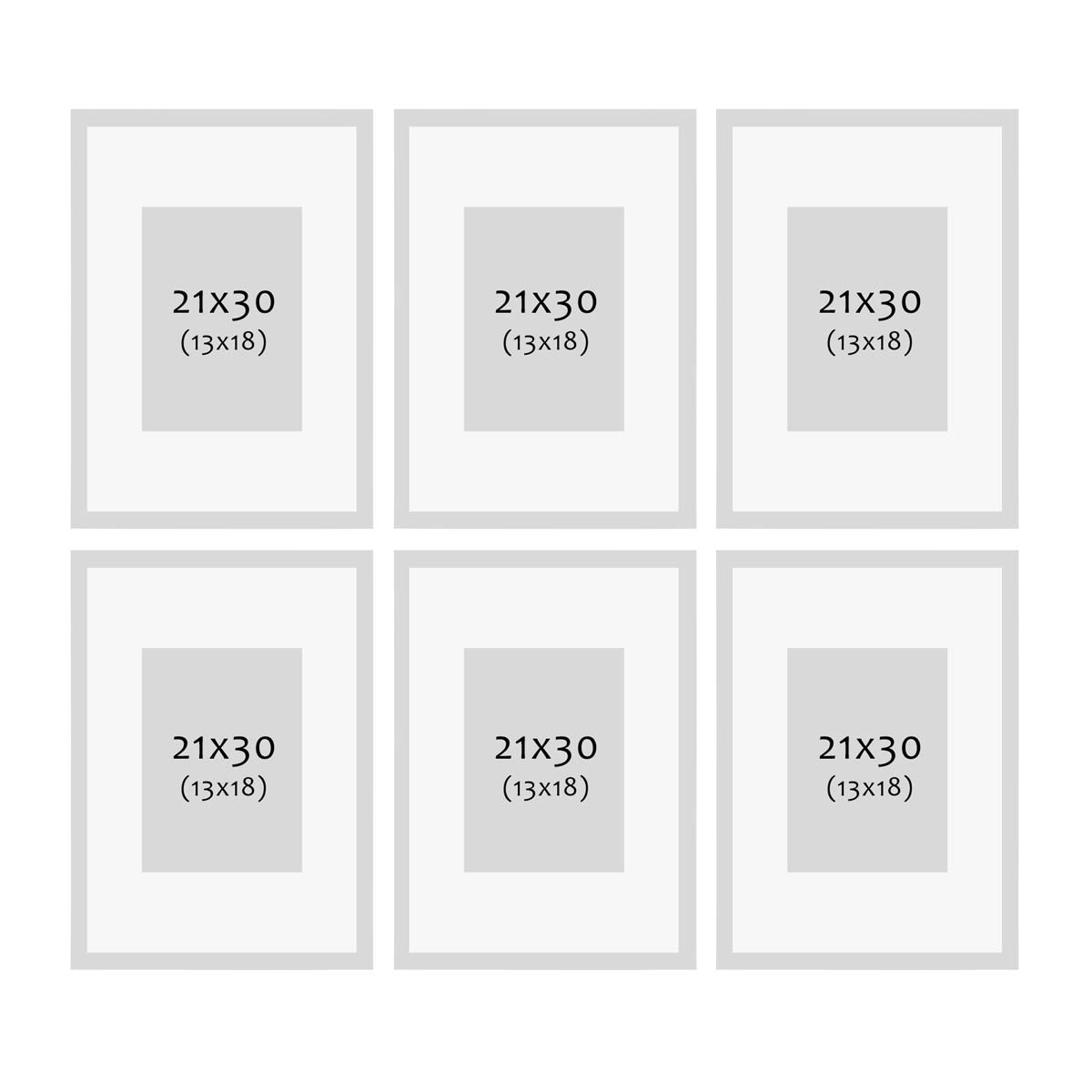 Photolini 6er Bilderrahmen-Set Schwarz 21x30 cm/DIN A4 mit Passepartout Massivholz mit Acrylglasscheibe Saisonschlussverkauf