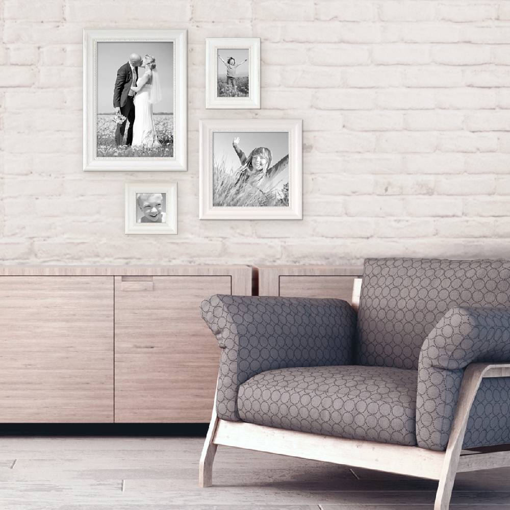 Photolini 4er Bilderrahmen-Set Landhaus-Stil Weiss Black Friday