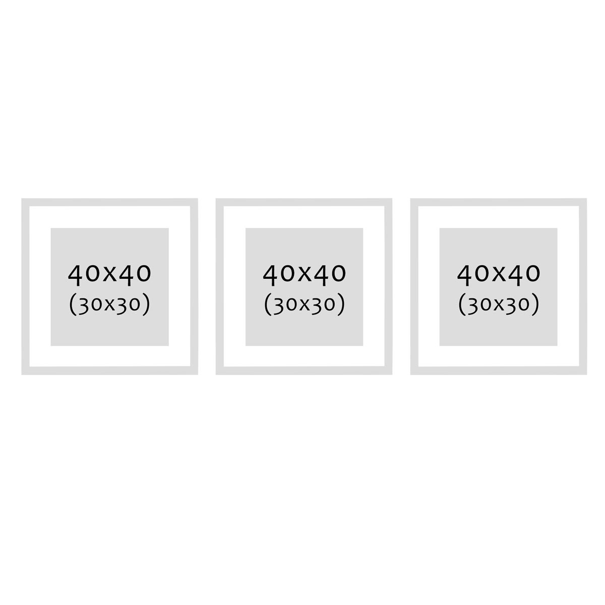 Photolini 3er Set 3D-Bilderrahmen 40x40 cm mit Passepartout, Schwarz Weihnachtsangebot