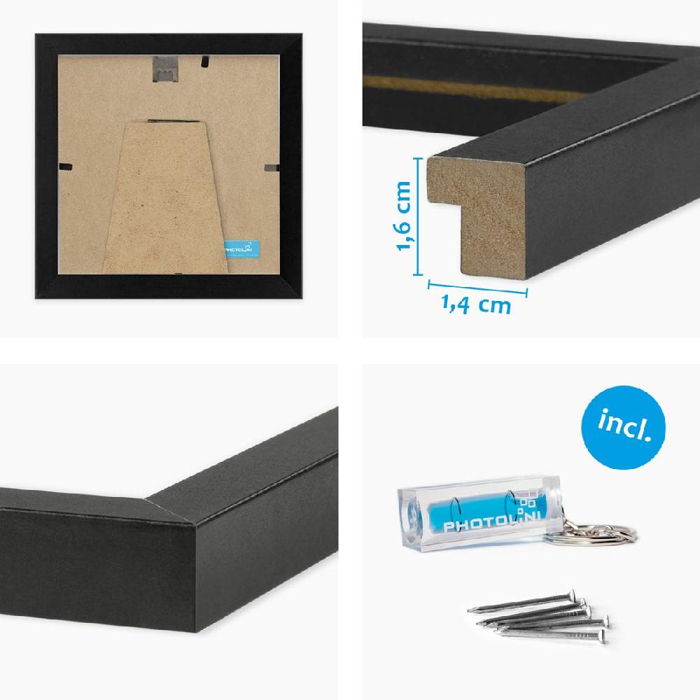 Photolini 3er Bilderrahmen-Set 10x10 cm Modern Schwarz aus MDF mit Acrylglas Jubiläumsangebot