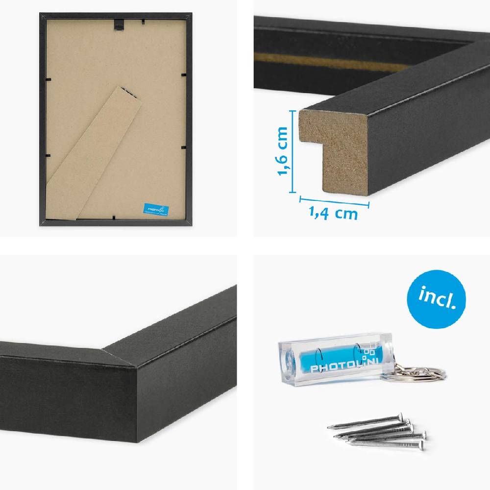 Photolini 3er Set Bilderrahmen quadratisch 20x20 cm Modern Schwarz aus MDF mit Acrylglas Blitzangebot