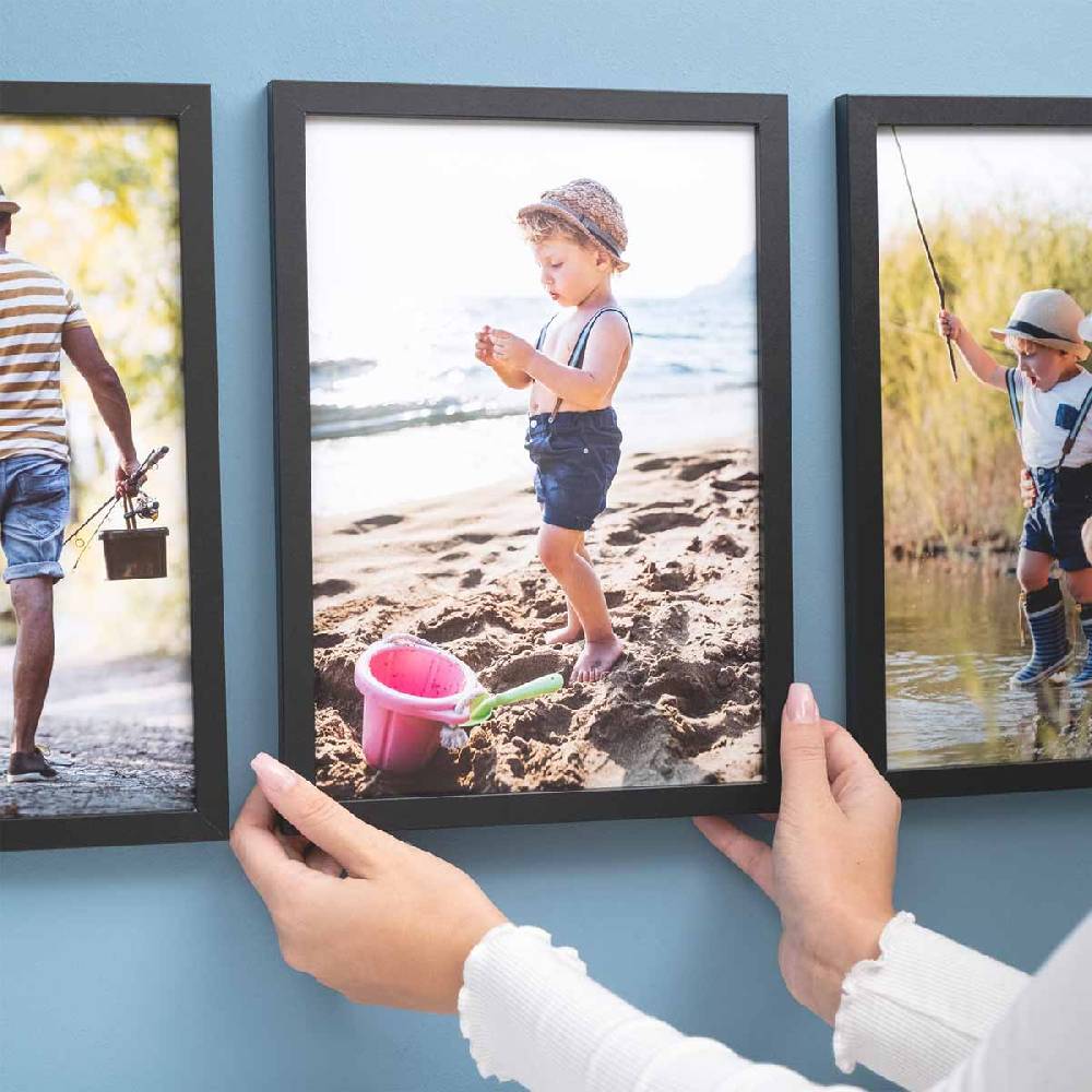 Photolini 3er Bilderrahmen-Set 21x30 cm DIN A4 Modern Schwarz aus MDF mit Acrylglas Tägliche Deals