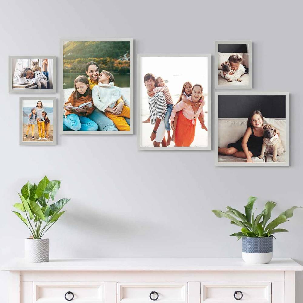 Photolini 6er Bilderrahmen-Set Modern Silber aus MDF 15x20, 30x30 und 30x40 cm Begrenzte Freigabe