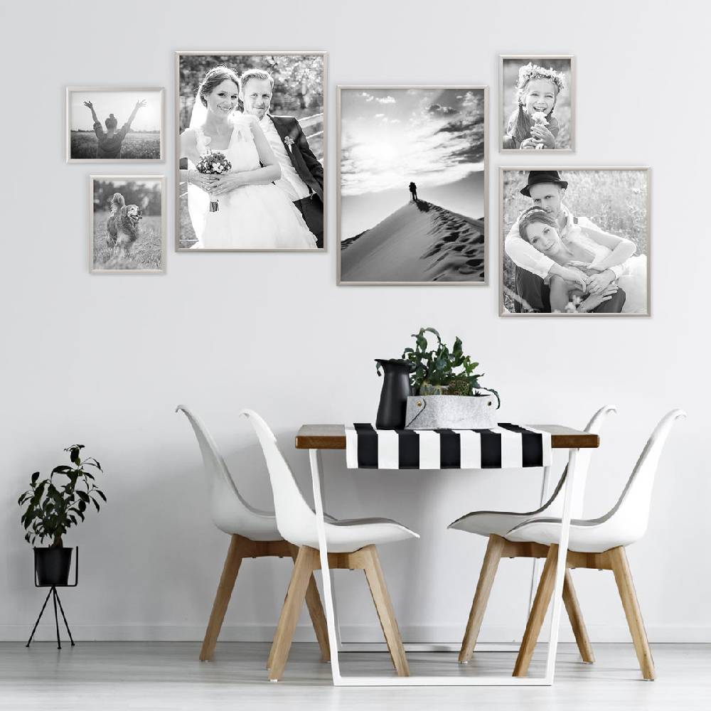 Photolini 6er Set Alu-Bilderrahmen Modern Silber Aluminium-Rahmen mit Acrylglas Neueste Stile