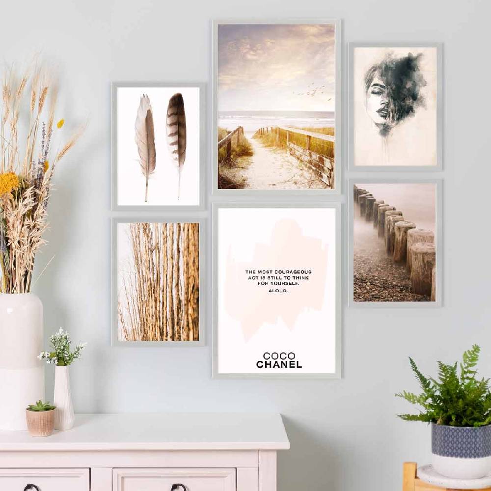 Photolini 6 Bilderrahmen Silber 2x 30x42 und 4x 21x30 cm / DIN A4 Modern MDF mit Acrylglas Letzter Tag