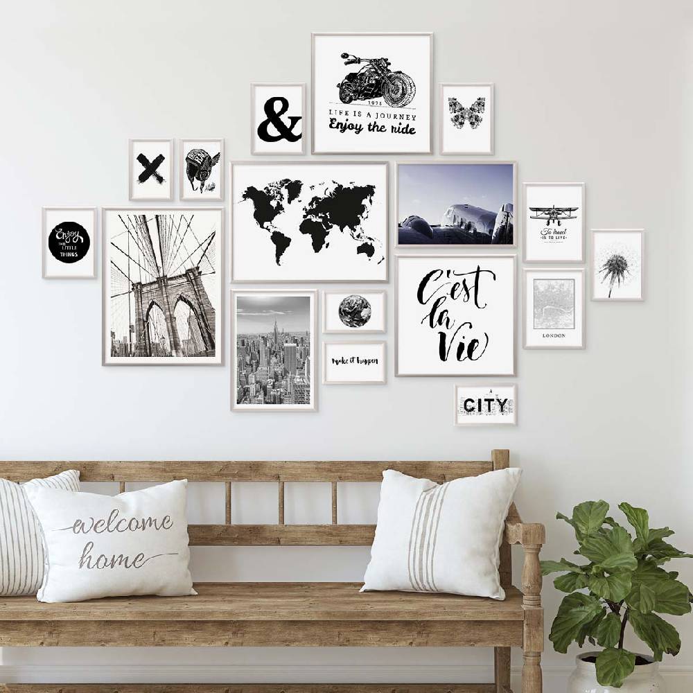 Photolini 17er Set Alu-Bilderrahmen Modern Silber Aluminium-Rahmen Zeitbegrenzte Promotion