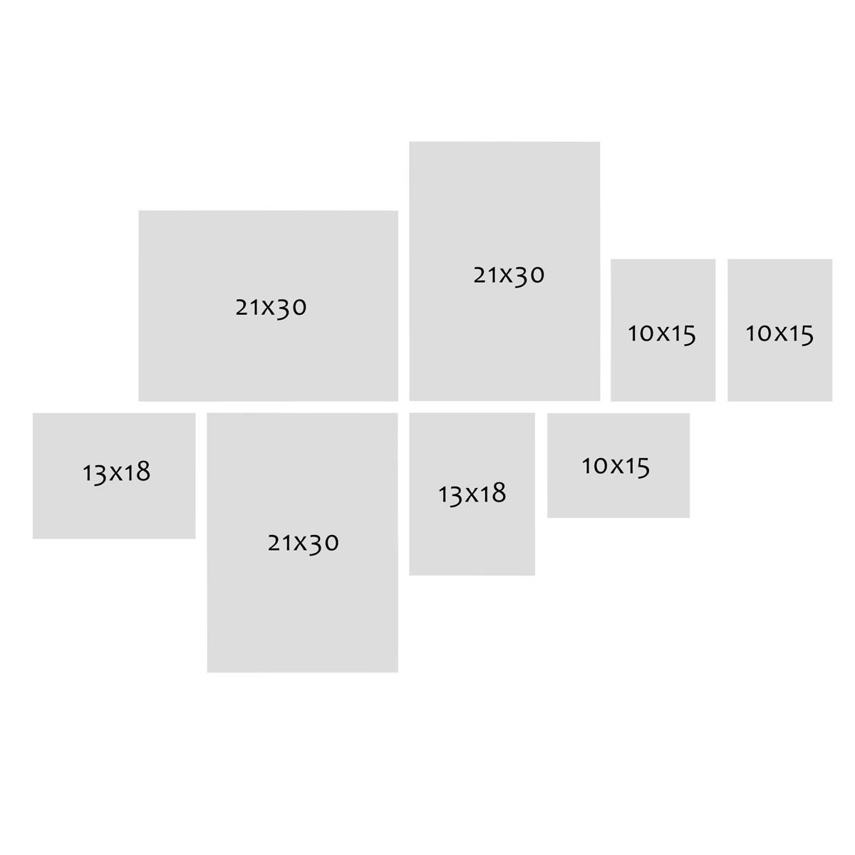 Photolini 8er Bilderrahmen-Set Silber breit modern MDF-Holz mit Acrylglas Nur für heute