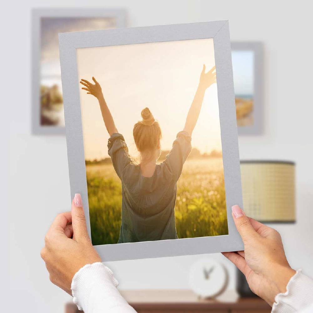 Photolini 3er Bilderrahmen-Set 21x30 cm DIN A4 Modern Silber MDF Basic Collection | Acrylglas Bis zu 55% Rabatt