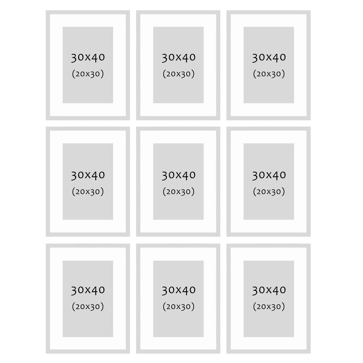Photolini 9er Set Poster-Bilderrahmen 30x40 cm Modern Silber MDF mit Passepartout Discount Store für neue Produkte