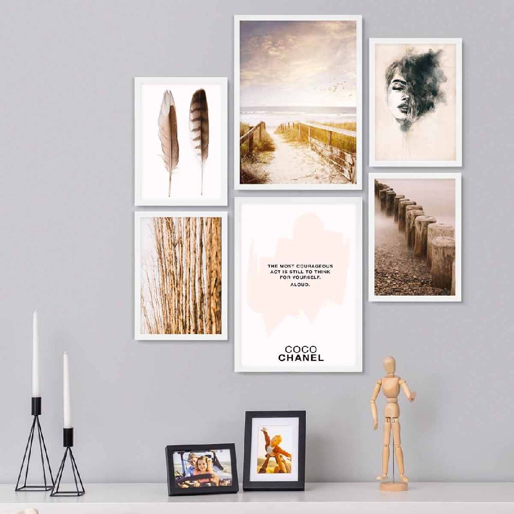 Photolini 6 Bilderrahmen Weiß 2x 30x42 und 4x 21x30 cm / DIN A4 Modern MDF mit Acrylglas Begrenzt auf 3 Tage