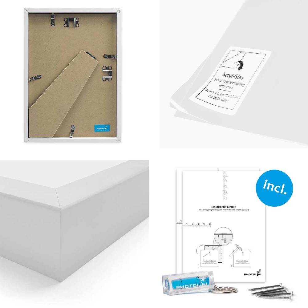 Photolini 12er Set Bilderrahmen Holz, Weiß mit Passepartout Speichern exportieren