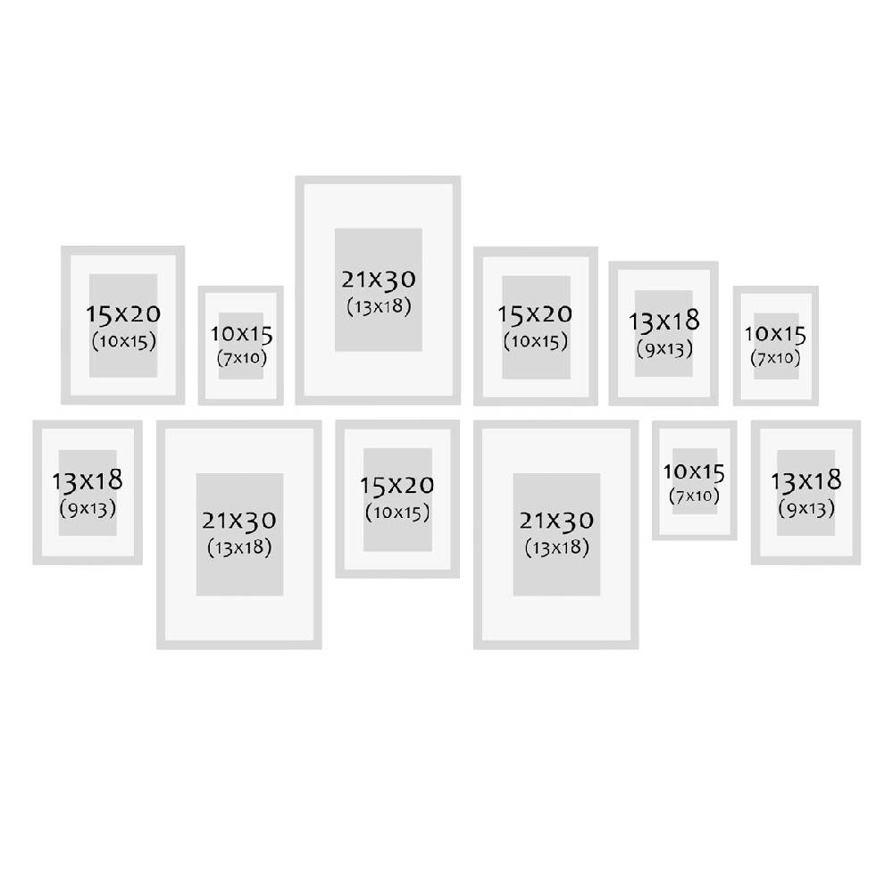 Photolini 12er Set Bilderrahmen Holz, Weiß mit Passepartout Speichern exportieren