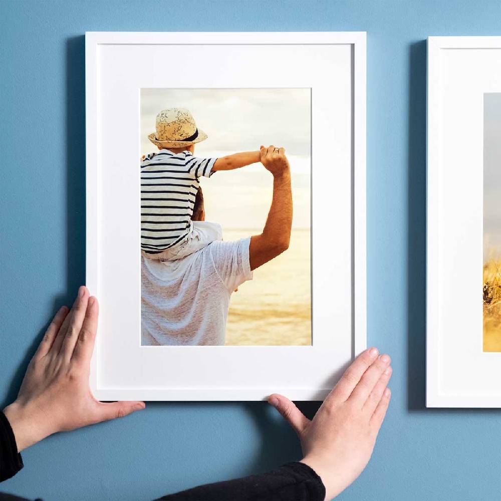 Photolini 6er Bilderrahmen-Set Weiß 30x40 cm mit Passepartout Massivholz mit Acrylglasscheibe 2025