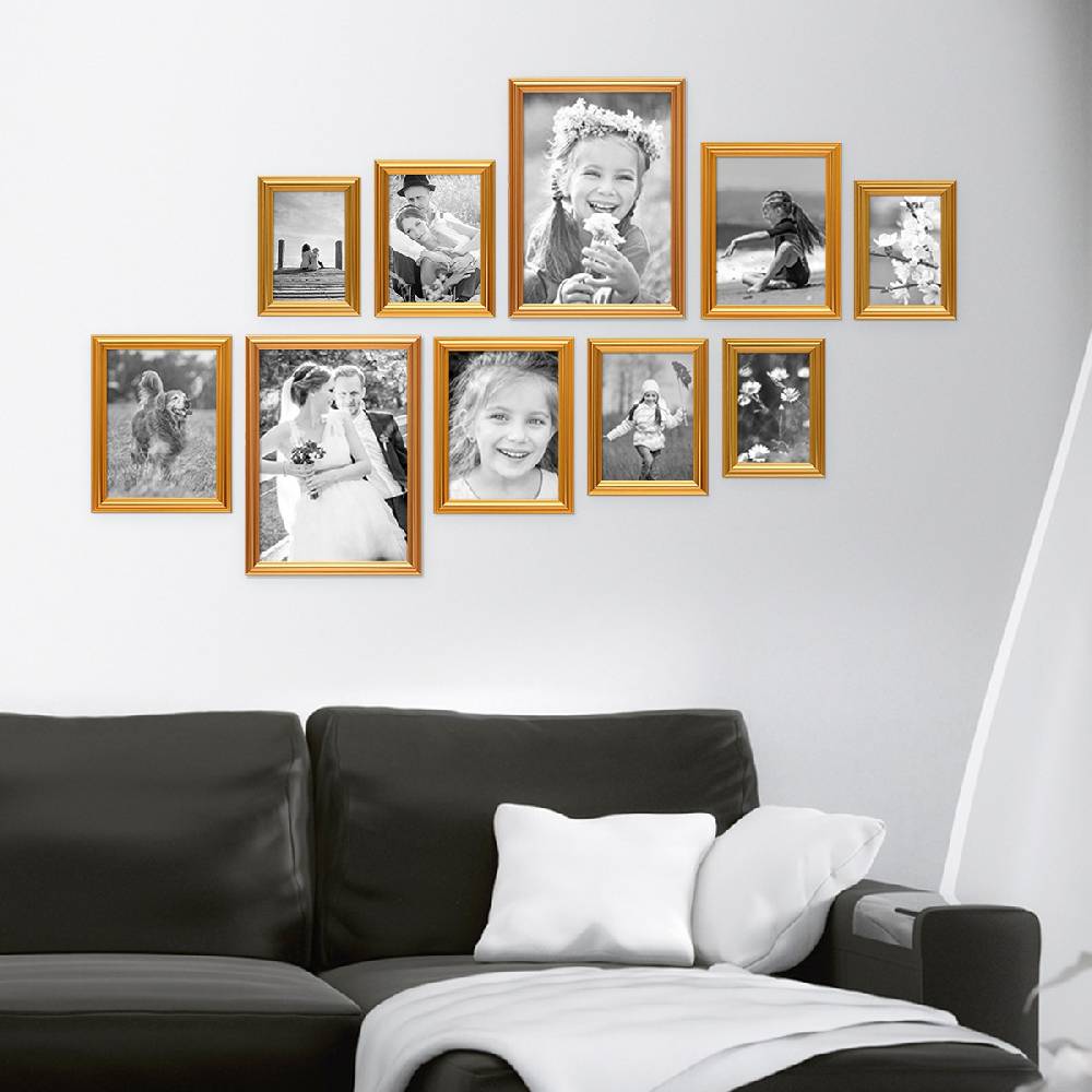 Photolini 10er Bilderrahmen-Set Gold Barock Antik aus Kunststoff Meist gekauft