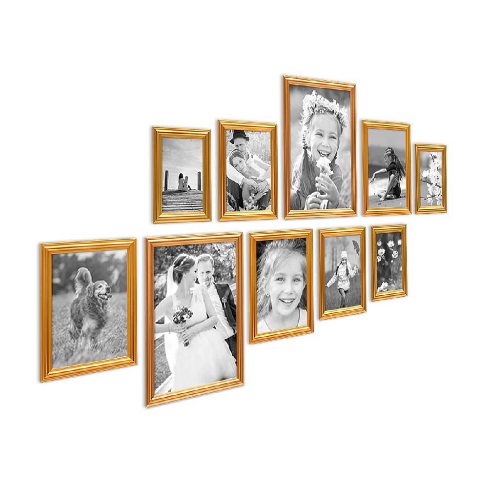 Photolini 10er Bilderrahmen-Set Gold Barock Antik aus Kunststoff Meist gekauft