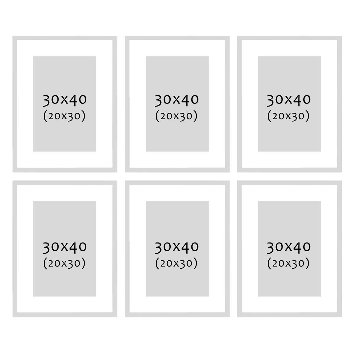 Photolini 6er Set Poster-Bilderrahmen 30x40 cm Modern Gold MDF mit Passepartout Kostenloser Versand