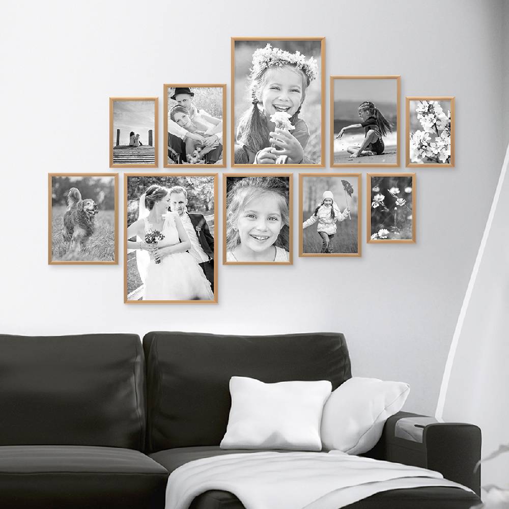 Photolini 10er Set Alu-Bilderrahmen Modern Gold Aluminium-Rahmen Günstig kaufen