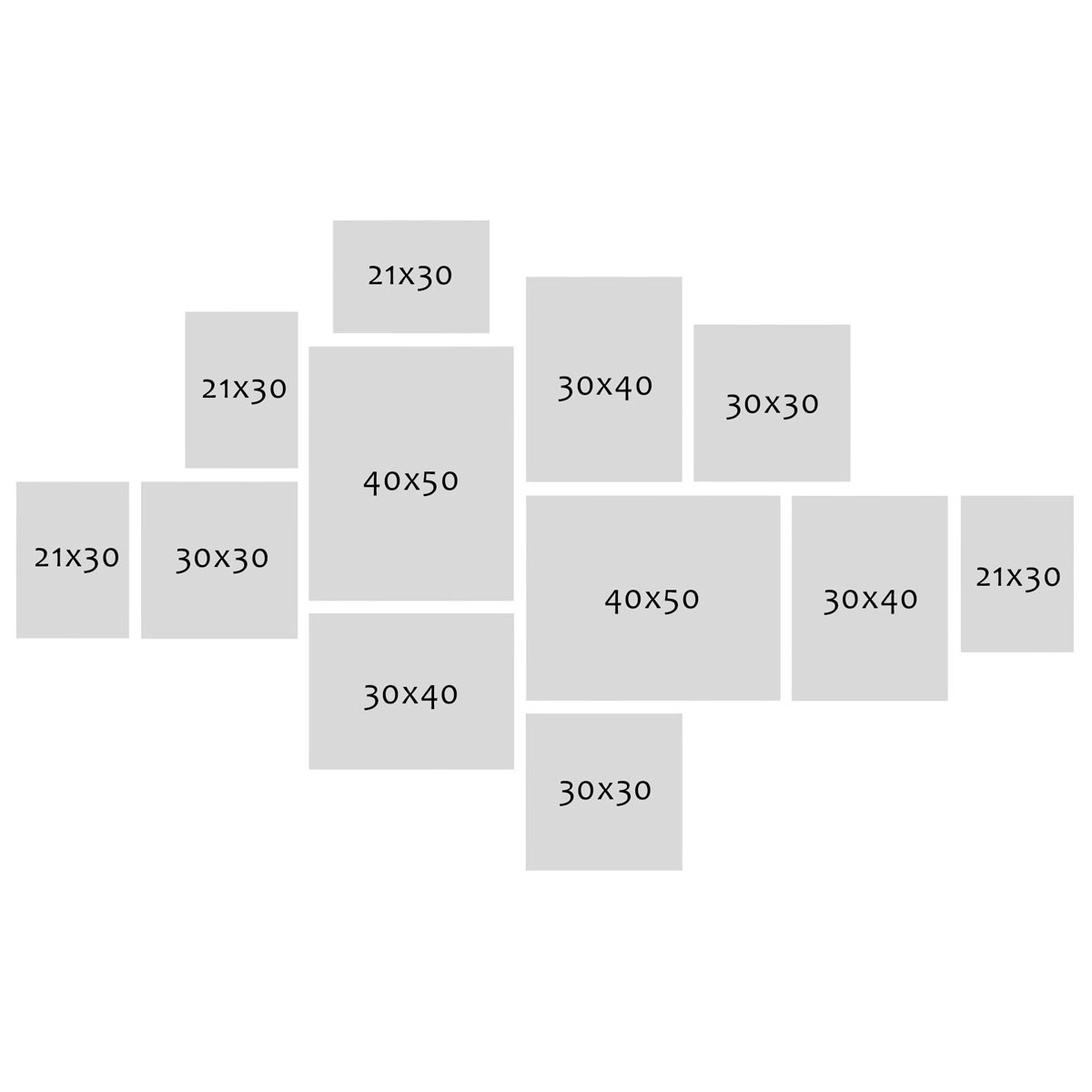 Photolini 12er Bilderrahmen-Set Eiche Dunkel Massivholz Schmal 21x30 bis 40x50 cm mit Acrylglasscheibe Blitzangebot