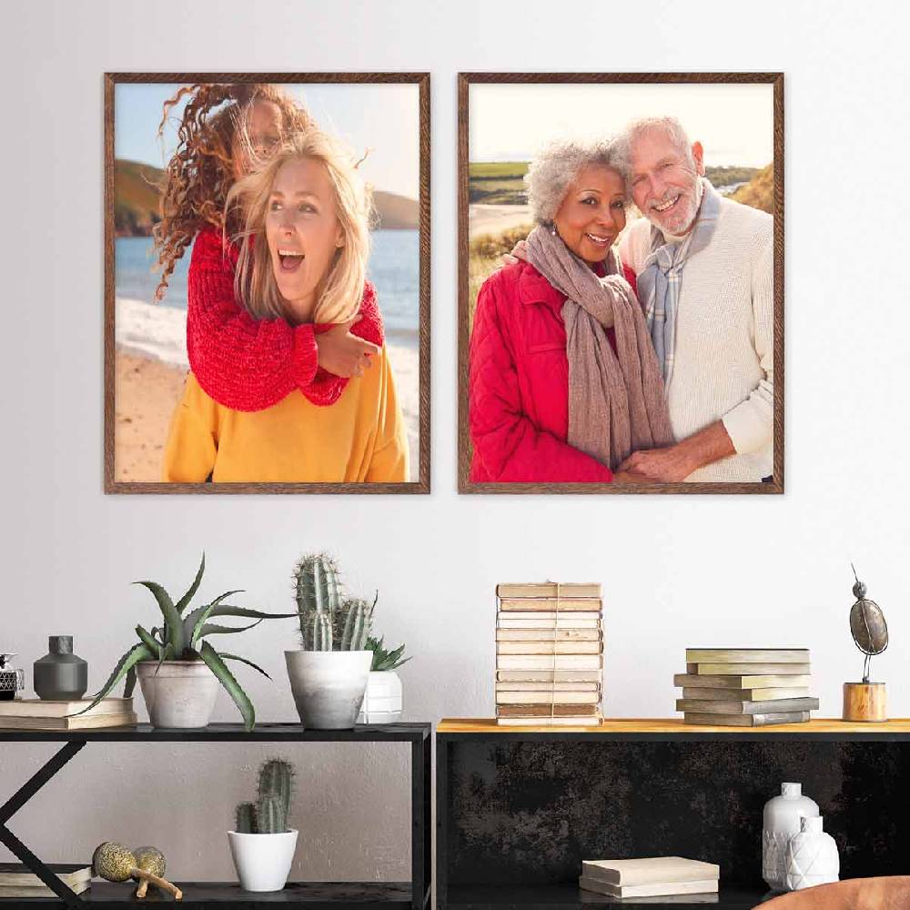 Photolini Holzrahmen Eiche Dunkel 2er Set 40x50 cm mit Acrylglas Sonderangebote